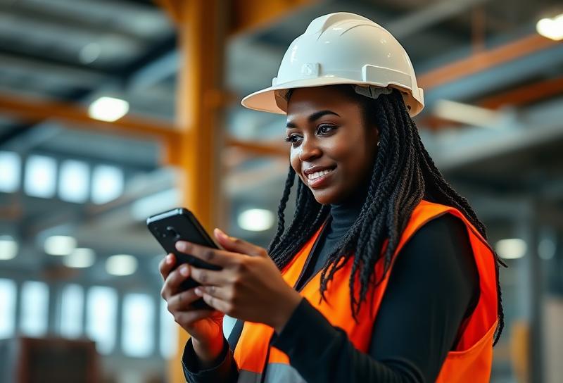 Professionnelle sur un site industriel